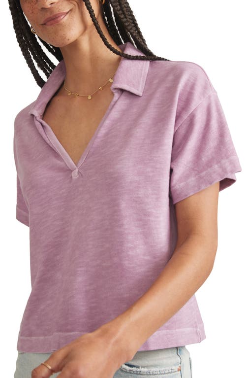 Boxy Cotton Polo T-Shirt in Lavender Mist