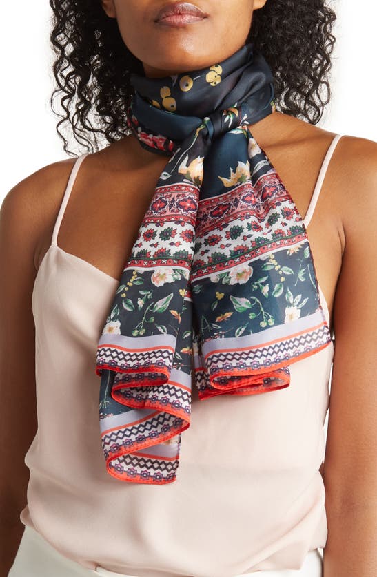 Vince Camuto Birdy Floral Print Oblong Scarf In Blue | ModeSens