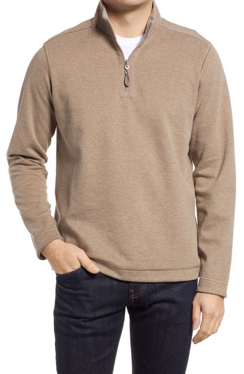 Shop Johnston & Murphy Reversible Quarter Zip Pullover In Oatmeal/light Gray