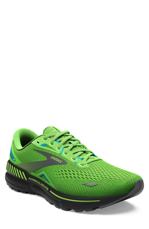 Brooks Adrenaline GTS 23 Running Sneaker in Green Gecko/Grey/Atomic Blue at Nordstrom, Size 9