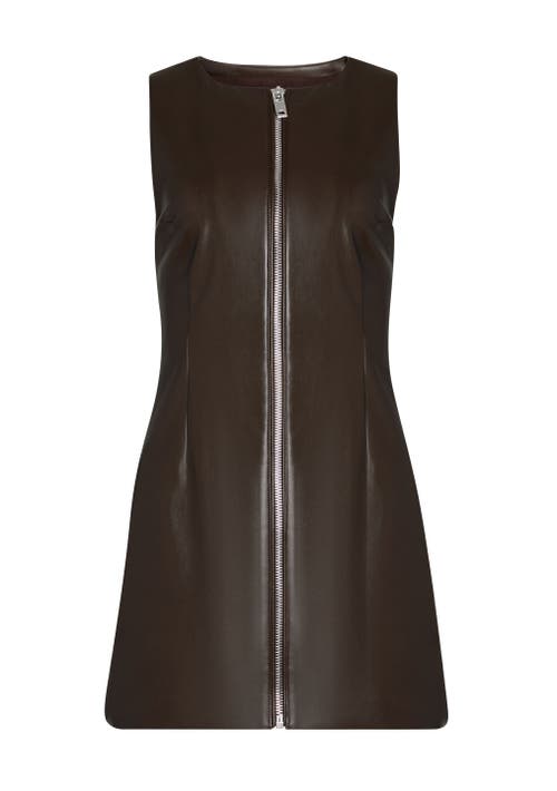 Shop Ser.o.ya Aria Vegan Leather Mini Dress In Ash Brown