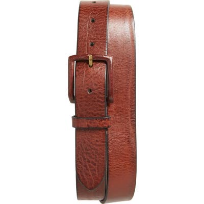 Frye Flat Panel Leather Belt, Cognac