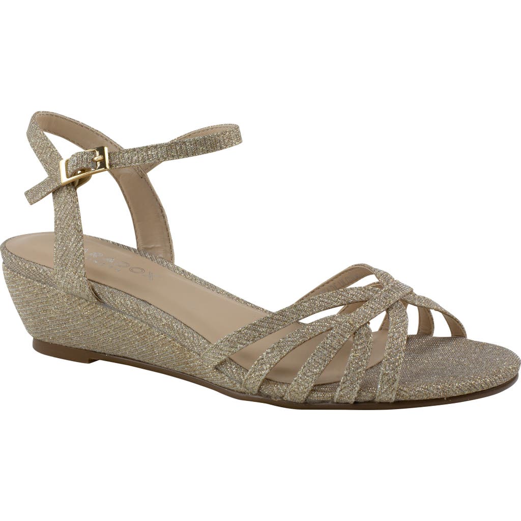 Paradox London Pink Winslow Glitter Wedge Sandal In Champagne Fabric