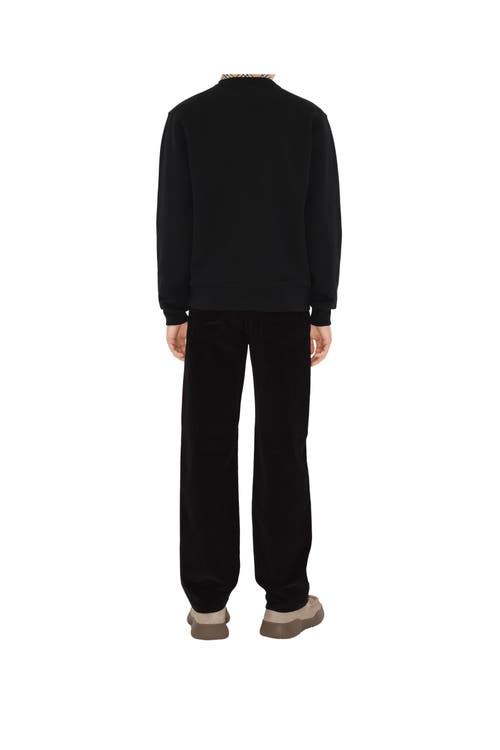 Shop Burberry Check Label Cotton Sweatshirt In Black