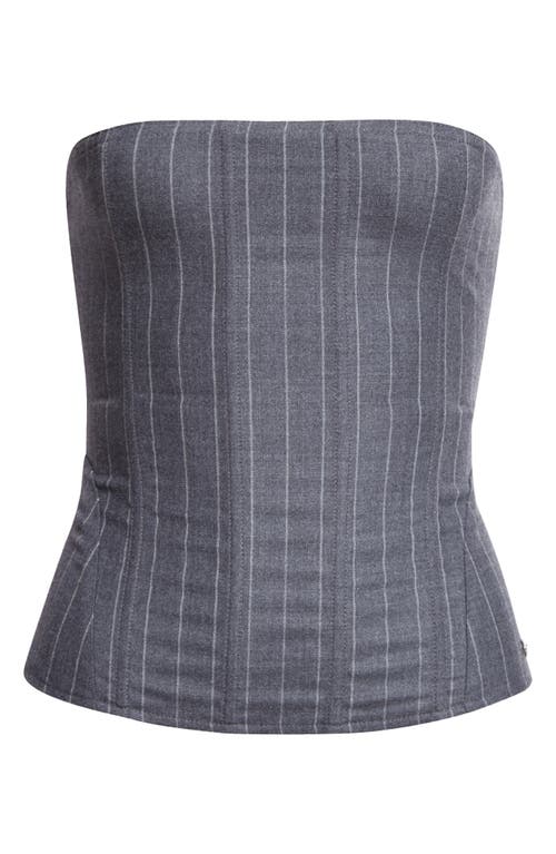 Shop Miaou Libra Corset Top In Pinstripe Wool