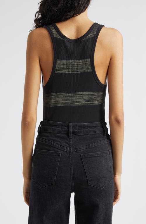 Shop Atm Anthony Thomas Melillo Sunbleached Stripe Cotton Rib Tank In Black