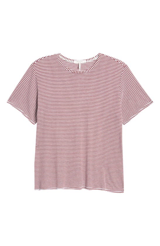 Rag & Bone Michal Stripe T-shirt In Burgundy/ Multi