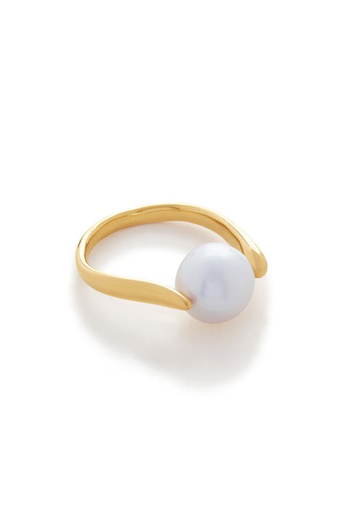 Monica Vinader Nura Freshwater Pearl Ring In 18ct Gold Vermeil/silver