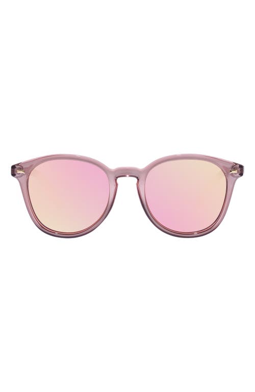 Le Specs Bandwagon 51mm Mirrored Round Sunglasses in Mink at Nordstrom