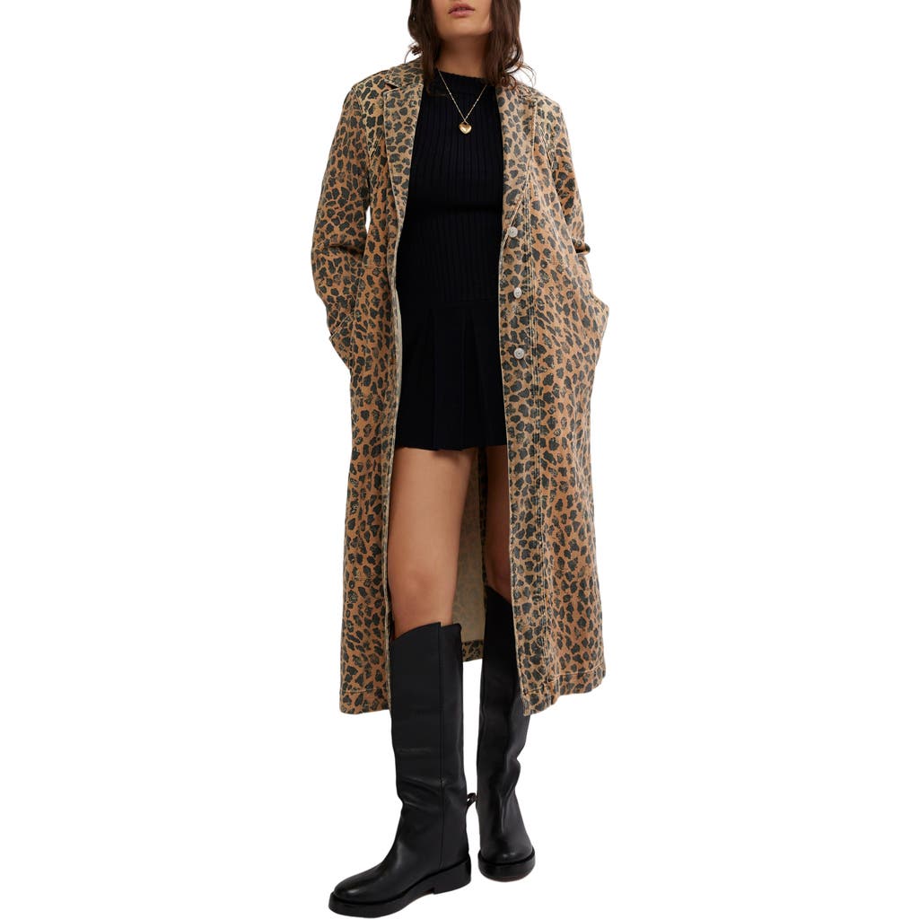 Free People Monique Denim Duster in Cheetah