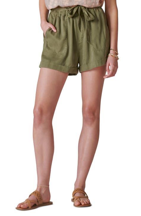 Women Plain Elastic High Waist Paperbag Shorts Summer Casual Loose Short  Pants