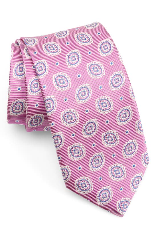 Shop David Donahue Geometric Medallion Silk Tie In Berry