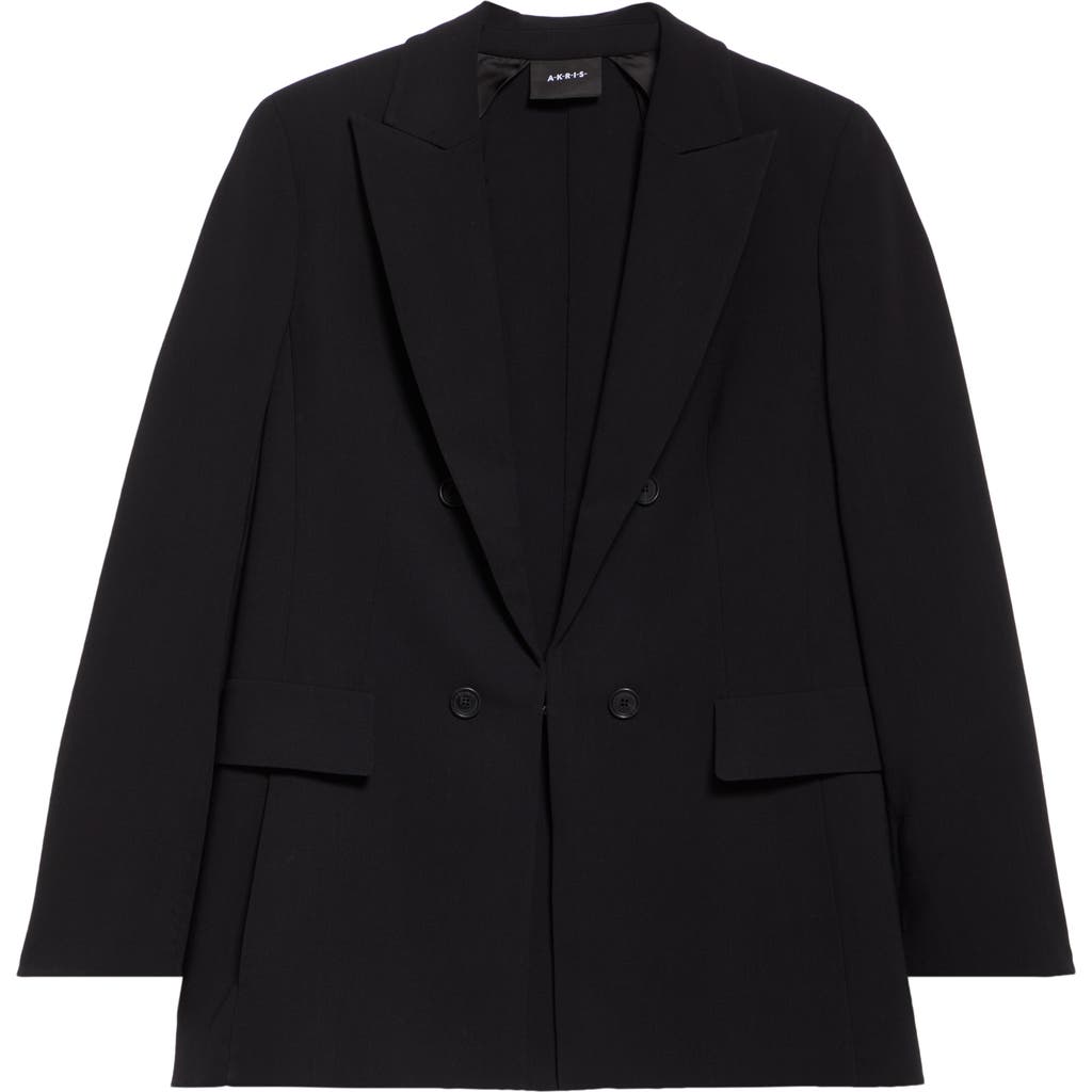 Akris Lucia Double Breasted Wool Blend Blazer In 009 Black
