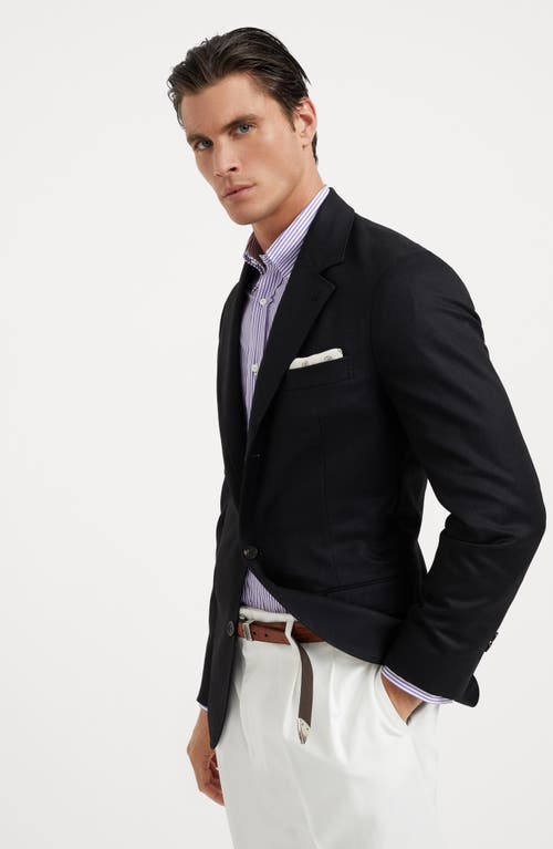 Shop Brunello Cucinelli Virgin Wool Flannel Deconstructed Blazer In Black