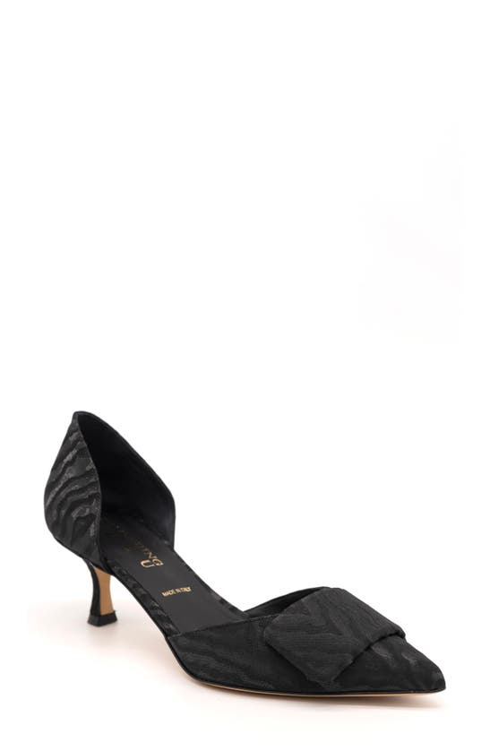 Something Bleu Sloane Pointed Toe D'orsay Pump In Black Lux Moire