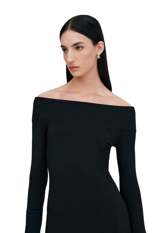 Marcella Tilly Off The Shoulder Long Sleeve Maxi Dress In Black