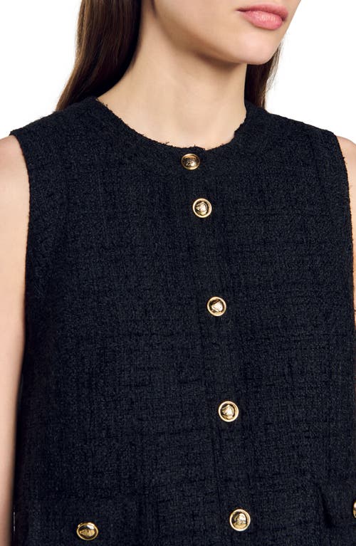 Shop Sandro Short Tweed Dress In Black