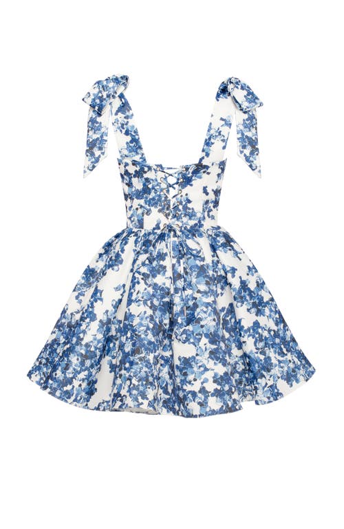 Milla Marvelous Blue Hydrangea Mini Dress On Straps, Garden Of Eden In Blue-double