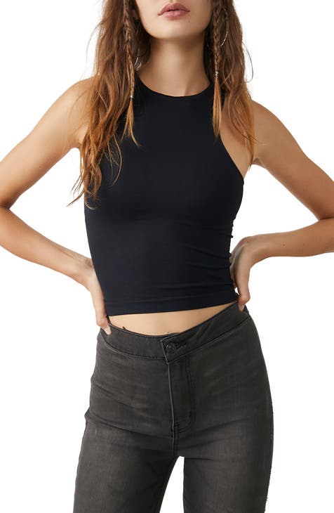 Women's Seamless Cropped Tank Top - All in Motion™ Black XS