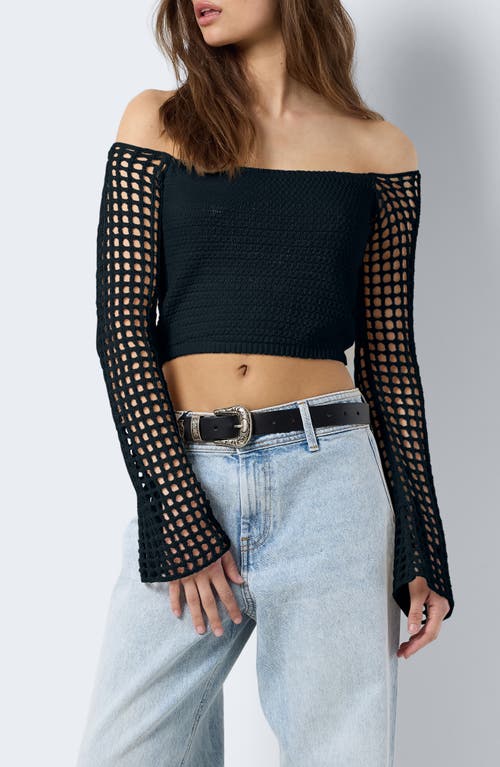 Nova Off the Shoulder Crop Sweater in Black