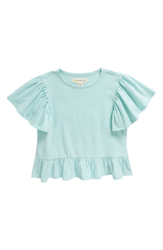 Shop Tucker + Tate Kids' Ruffle Flutter Sleeve T-shirt In Teal Eggshell