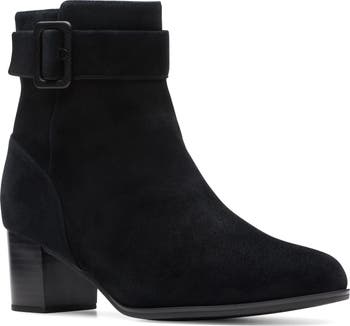 Clarks black on sale suede ankle boots