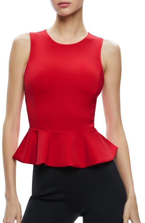 Alice + Olivia Poppy Peplum Top Bright Ruby at Nordstrom,