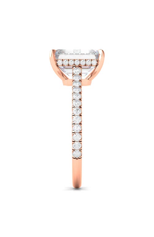 Hautecarat Emerald Cut Pavé Lab Grown Diamond Ring In 2.50 Ctw 18k Rose Gold