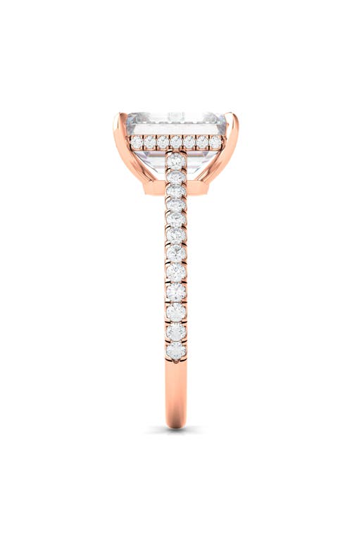 Shop Hautecarat Emerald Cut Pavé Lab Created Diamond Ring In 2.50 Ctw 18k Rose Gold