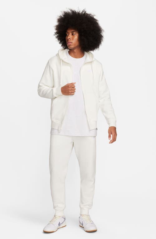 Shop Nike Club Zip-up Logo Hoodie In Sail/sail/white