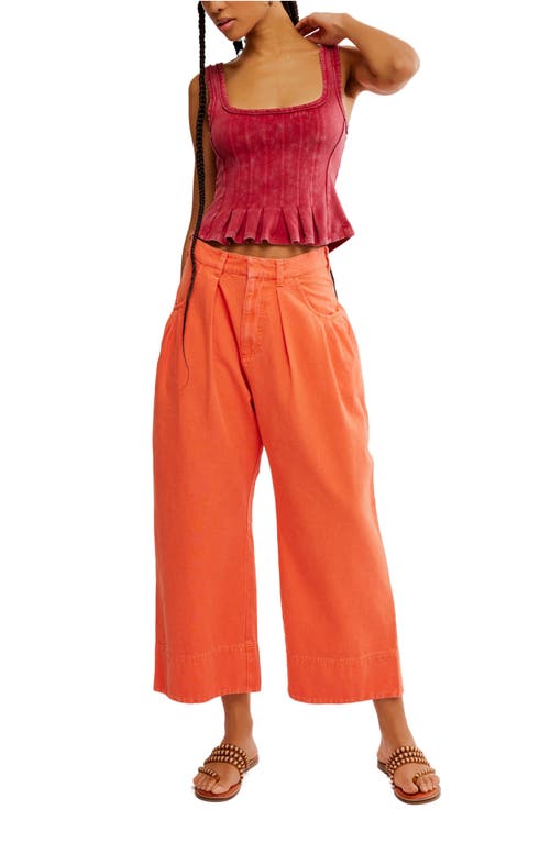 Shop Free People Sweet Talk Wide Leg Chinos In Red Mango