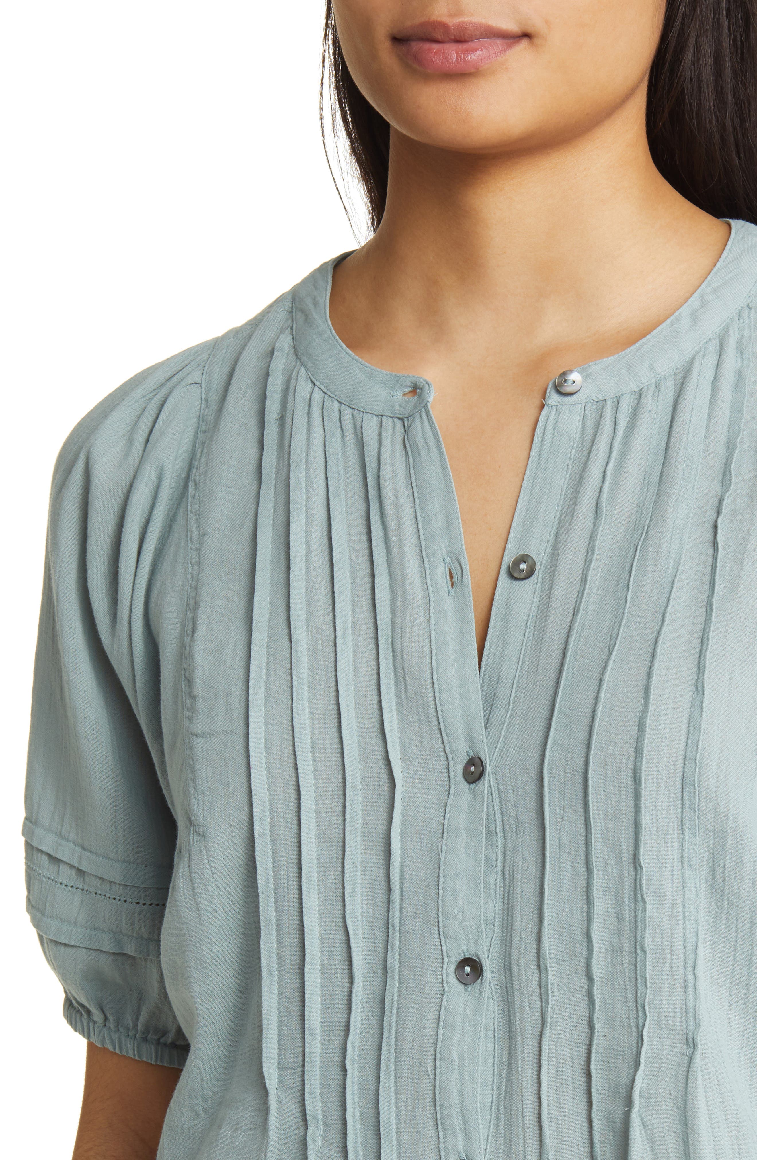 Lucky Brand Pintuck Cotton Peasant Blouse Nordstrom