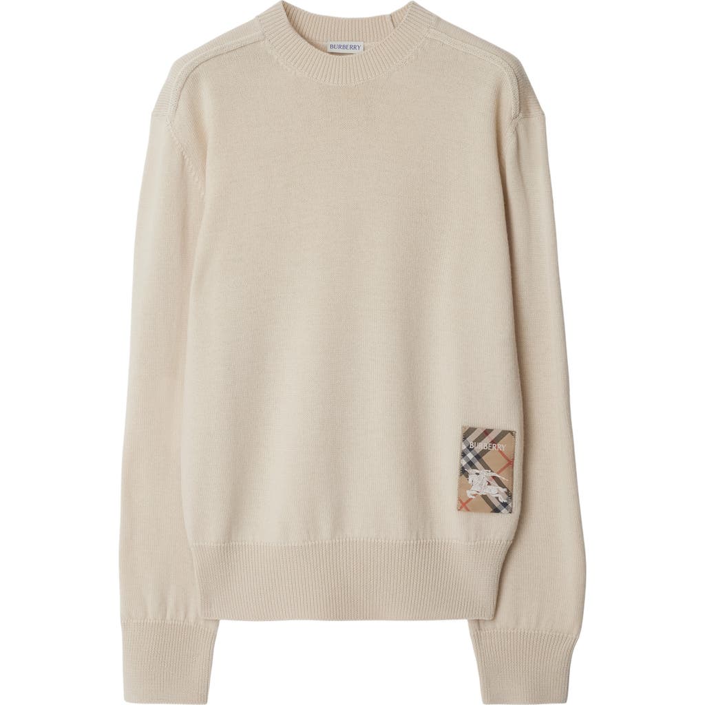 Burberry Check Label Wool Sweater In Beige O Tan