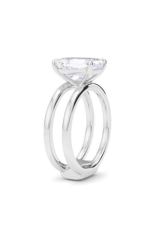 Hautecarat Emerald Cut Double Band Lab Created Diamond Ring In 2.50ctw 18k White Gold