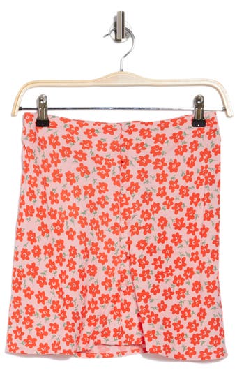 Shop Asos Design Button Through Mini Skirt In Pink/red