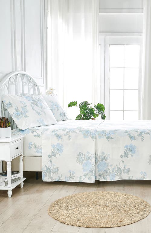Melange Home Rose 200 Thread Count Percale Cotton Sheet Set In Blue