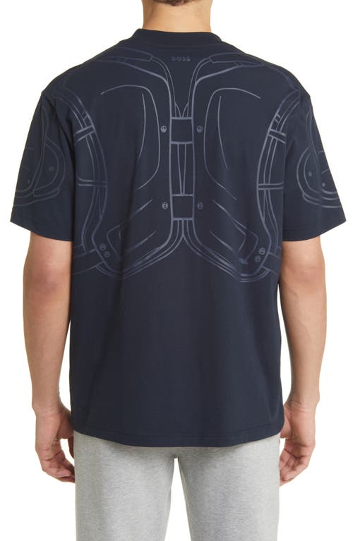 Shop Hugo Boss Boss X Nfl Tackle Graphic T-shirt In Seattle Seahawks Dark Blue