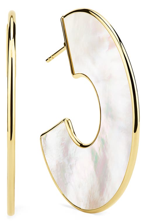 Shop Ippolita Rock Candy® 18k Gold Mother-of-pearl Hoop Earrings In Gold/mother Of Pearl