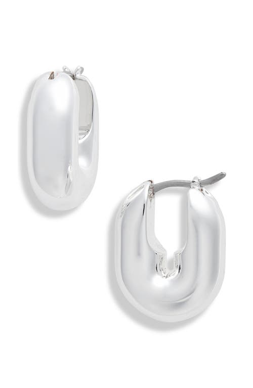 Puffy U-Link Hoop Earrings in Silver