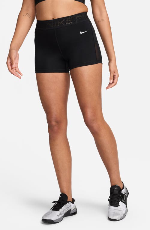 Nike Pro 3-inch Mid Rise Mesh Panel Shorts In Black/white