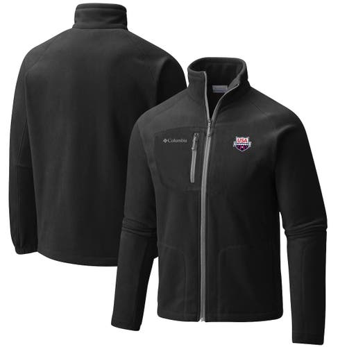 Men's Columbia Black USA Swimming Fast Trek Full-Zip Fleece Jacket