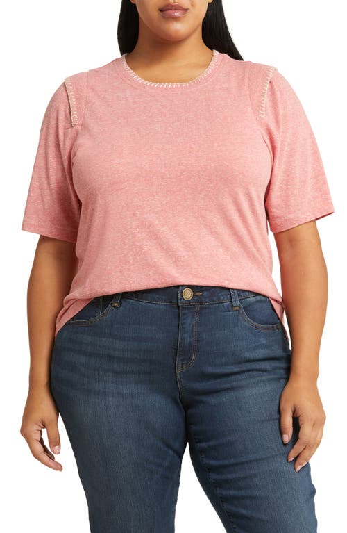 Whipstitch Trim T-Shirt in Heather Sweet Melon