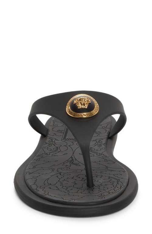 Shop Versace Medusa Flip Flop In Black/ Gold