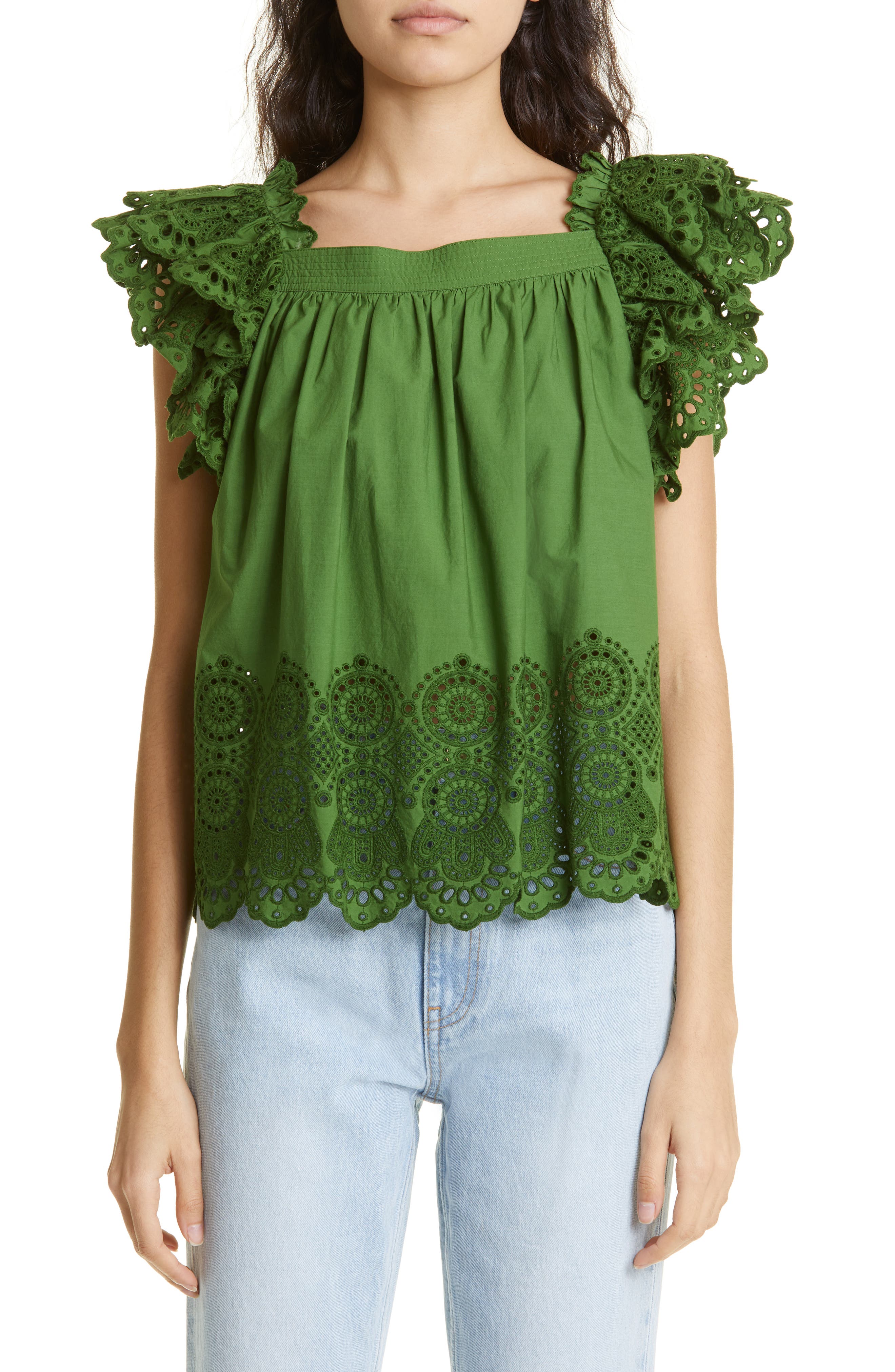 ulla johnson eyelet blouse