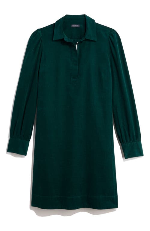 Shop Vineyard Vines Long Sleeve Cotton Corduroy Popover Dress In Charleston Green