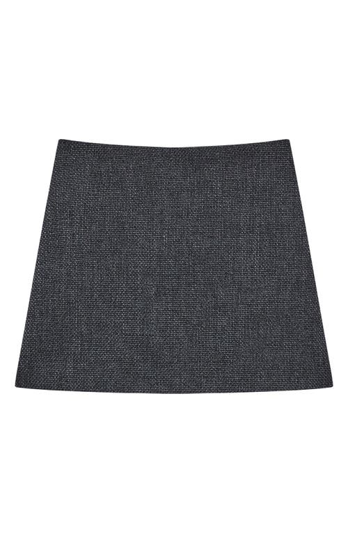 Theory Wool-blend Tweed High-waisted Mini Skirt In Charcoal Melange