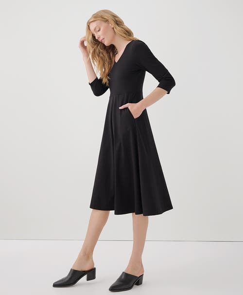 Shop Pact Organic Cotton Fit & Flare Midi Party Dress In Black