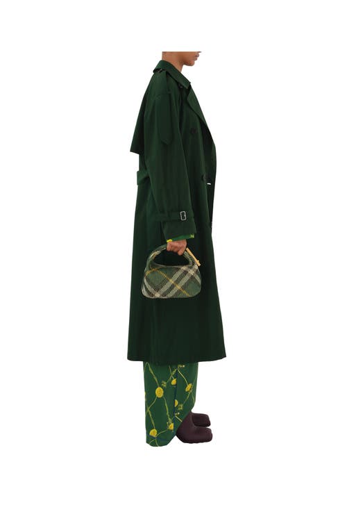 Shop Burberry Long Silk Trench Coat In Ivy