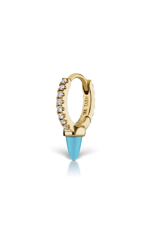 Maria Tash Single Turquoise & Diamond Huggie Hoop Earring in Yellow Gold