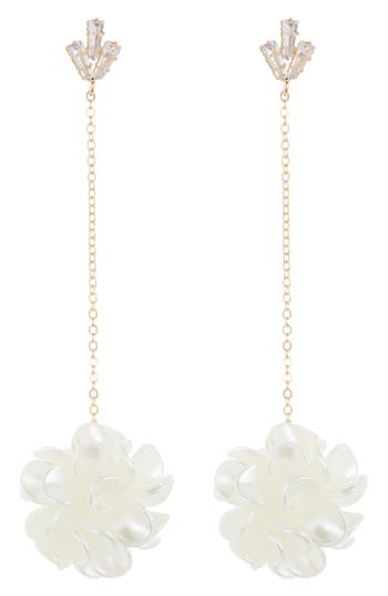 Shop Tasha Resin Flower Drop Earrings In Gold/ivory